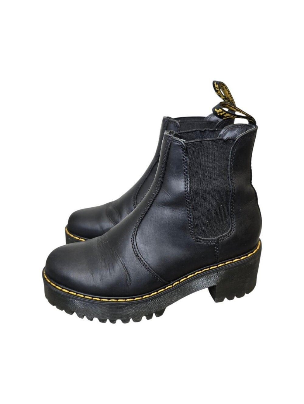 Dr Martens Women's 6 Rometty Black Wyoming Leather Platform Chelsea Boots